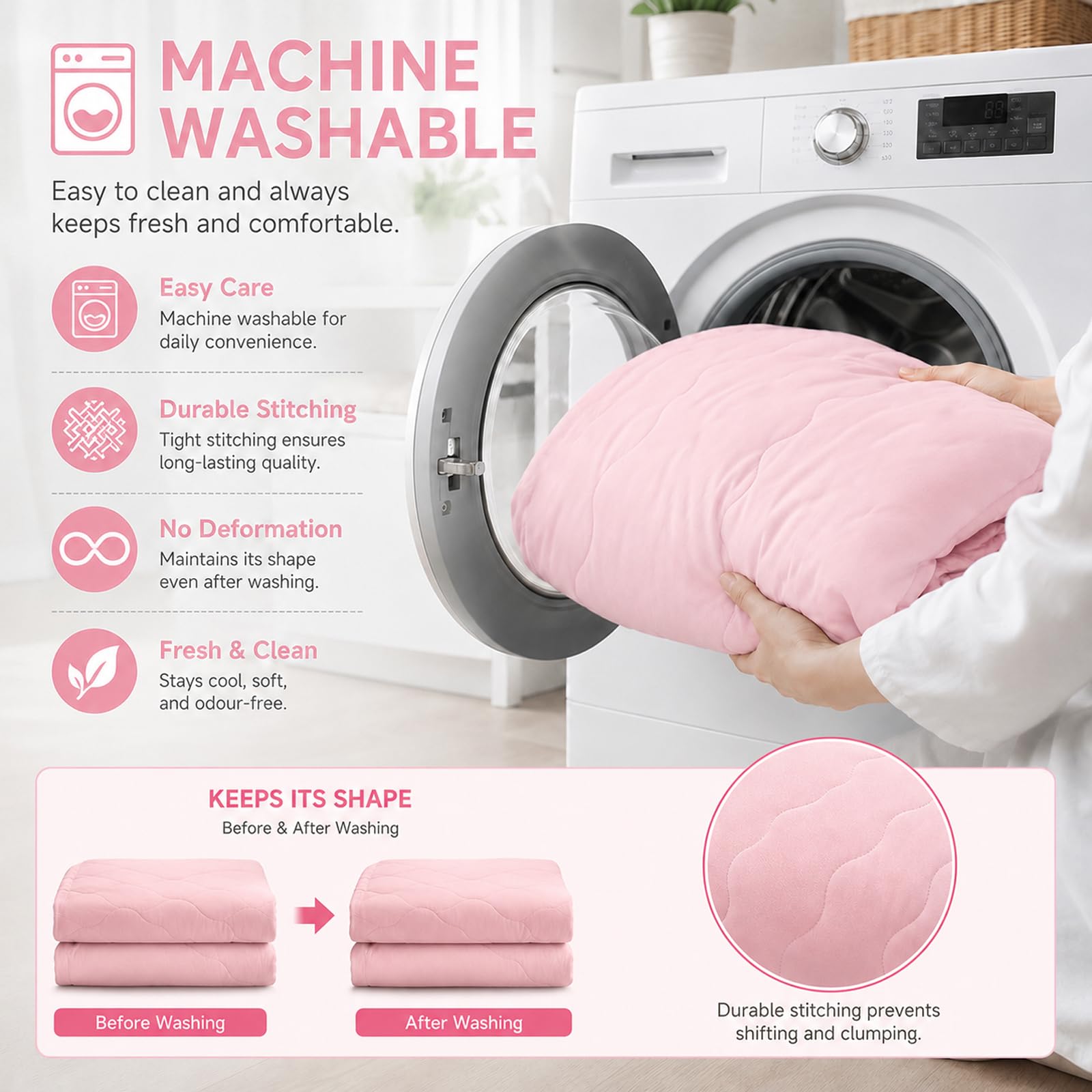 Coperta Rinfrescante 150x200 cm, Q-Max >0,4 Coperta Refrigerante Letto, Copriletto Estivo Singolo Double Face, Leggera Traspirante Anallergica, Coperta Estiva Matrimoniale (Rosa)