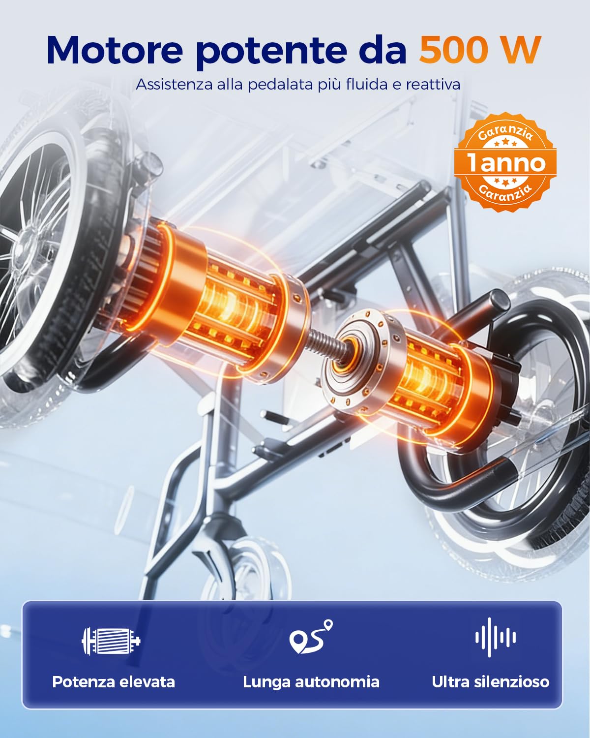 Homyking carrozzina per disabili, sedia a rotelle pieghevole leggera, sedia a rotelle elettrica, monopattini elettrici, scooter elettrico adulti senza patente, Durata di 25 km Motore di 500W