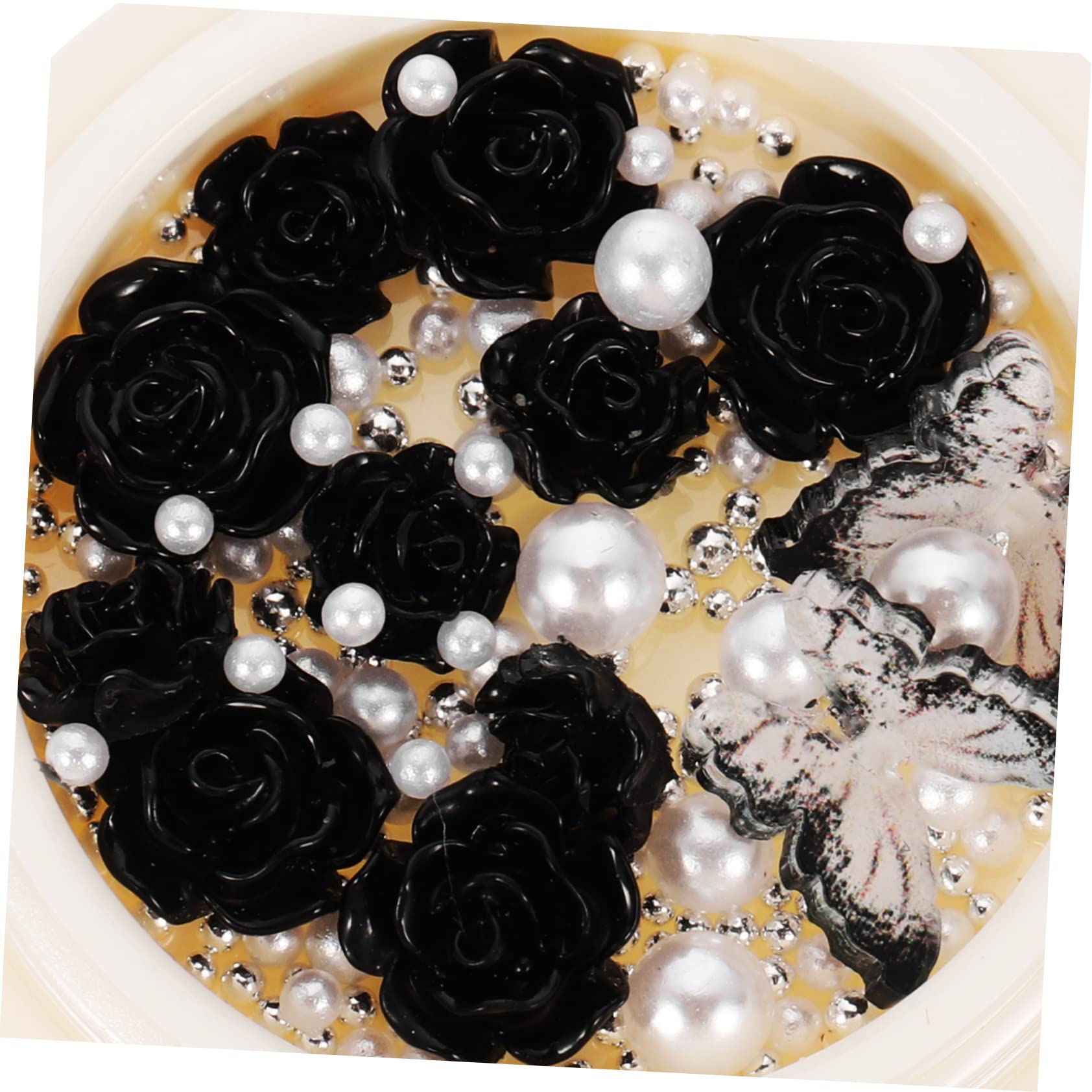 PLAFOPE 5 Set Di Ciondoli Per Unghie A Forma Di Fiore Gioielli Per Unghie in Resina Strass Per 4 Scatole * 5