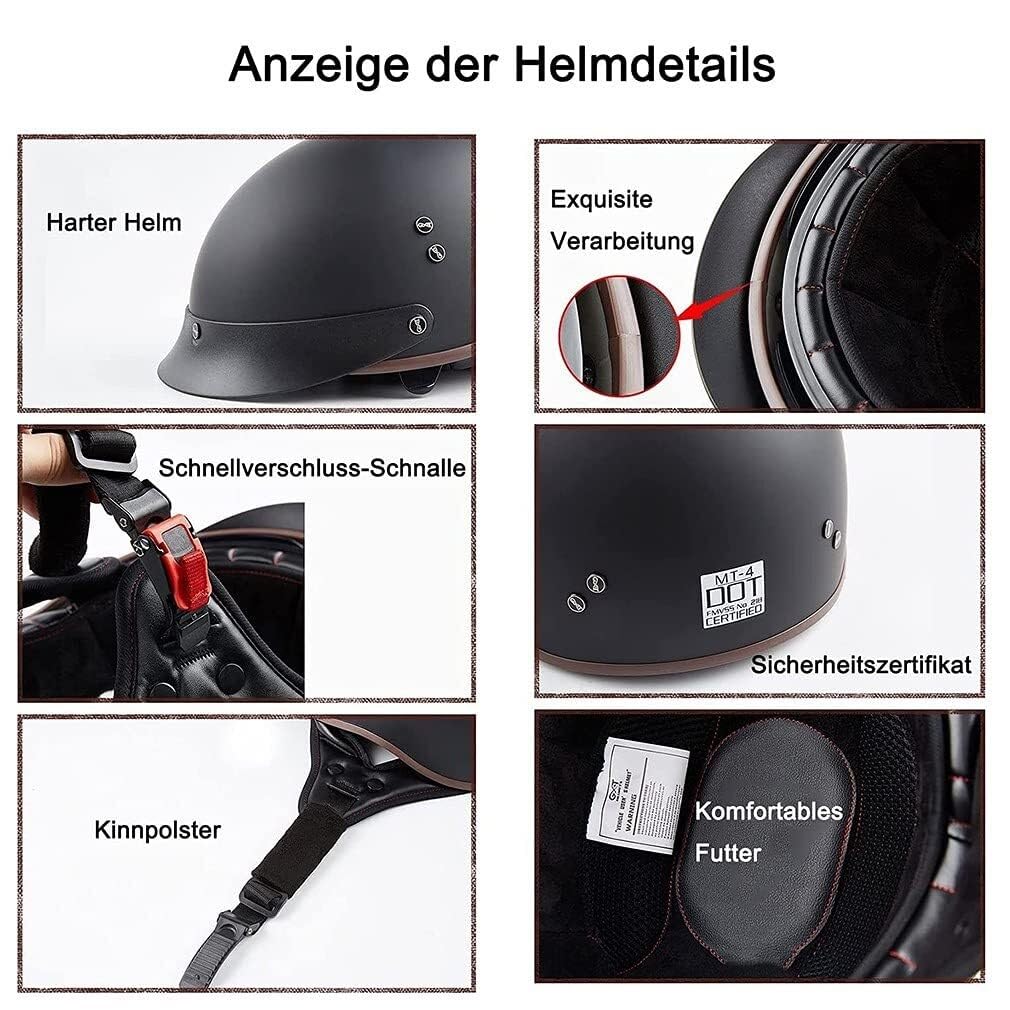 Otwarty kask motocyklowy, czapka baseballowa z daszkiem przeciwsłonecznym, dla dorosłych, mężczyzn i kobiet, skuter, motorower, chopper, street cruiser, homologacja DOT/ECE(10,L(59~60CM))