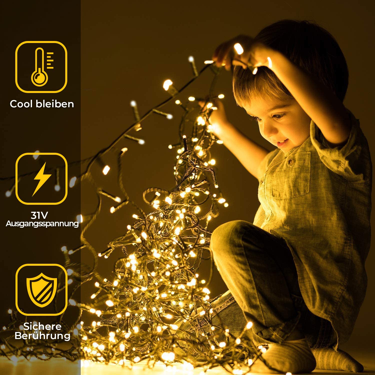 20M 200LED Warmweiß Lichterkette Weihnachtsbaum - Lichterketten mit Stecker, Weihnachtsbaum Lichterkette für Außen & Innen, IP44 Wasserdicht, Ende an Ende Verbindbar, 8 Lichtmodi & Speicherfunktion