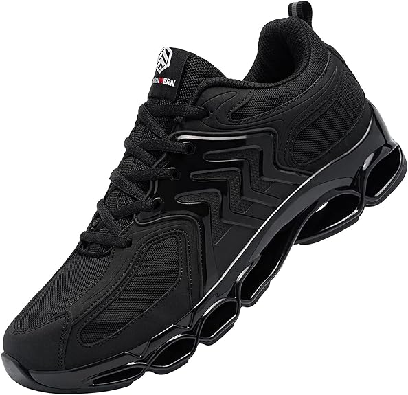 LARNMERN Zapatos de trabajo para hombre, zapatos de seguridad, amortiguación cómoda, puntera de acero, zapatos protectores ligeros y transpirables, Negro 002,49 EU Fr