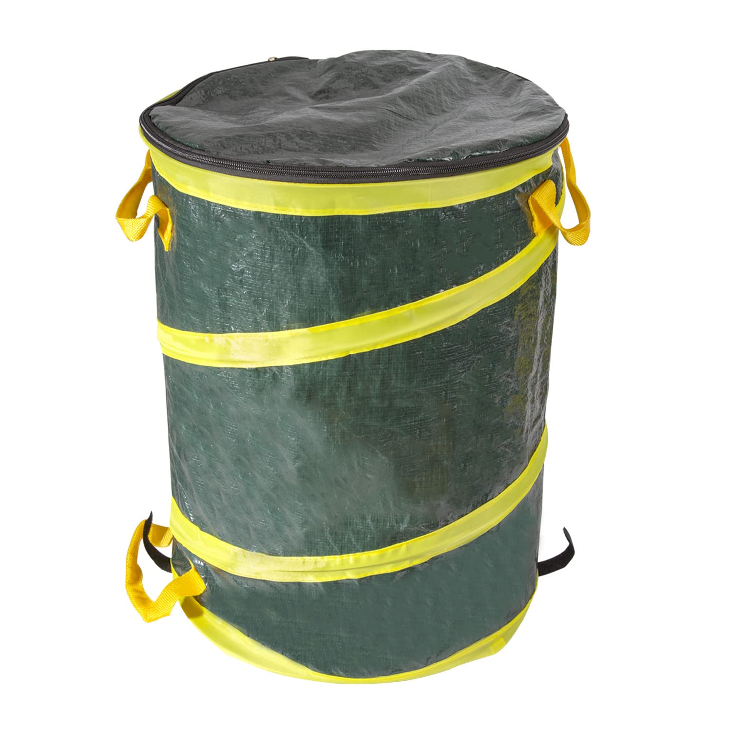 LEADBRAND Trash Can- Pop Up 29.8 Gallon Trashcan for Garbage with zipped waterproof cover -Ideal for Camping Recycling and More (Green)