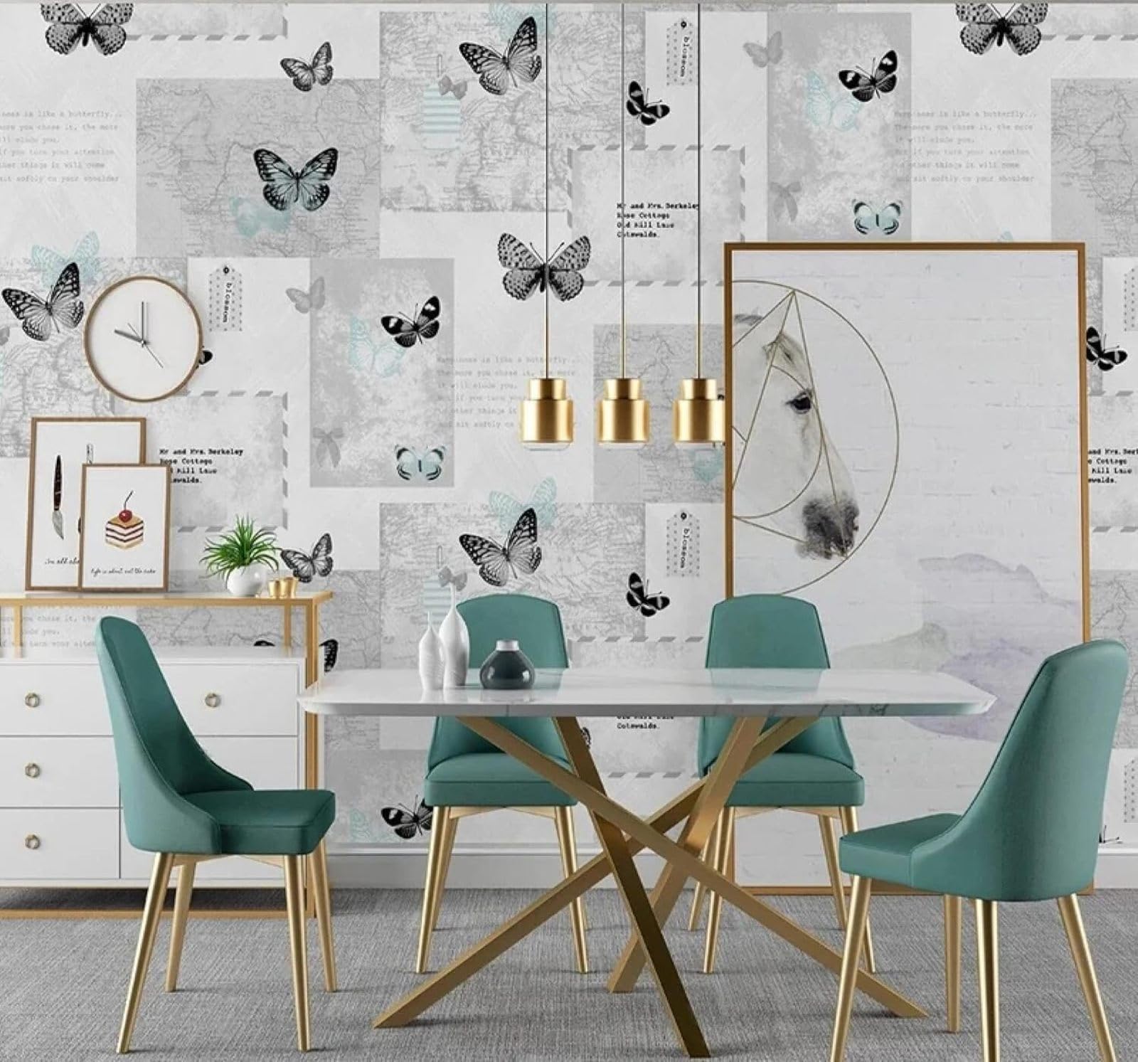 XLMING Hand Drawn Retro Poster Butterfly Art 3D Wallpaper Luxury Silk Study Dining Feature Sofa Grey Bedroom Living Room Tv Decorative Wall-250cm×170cm