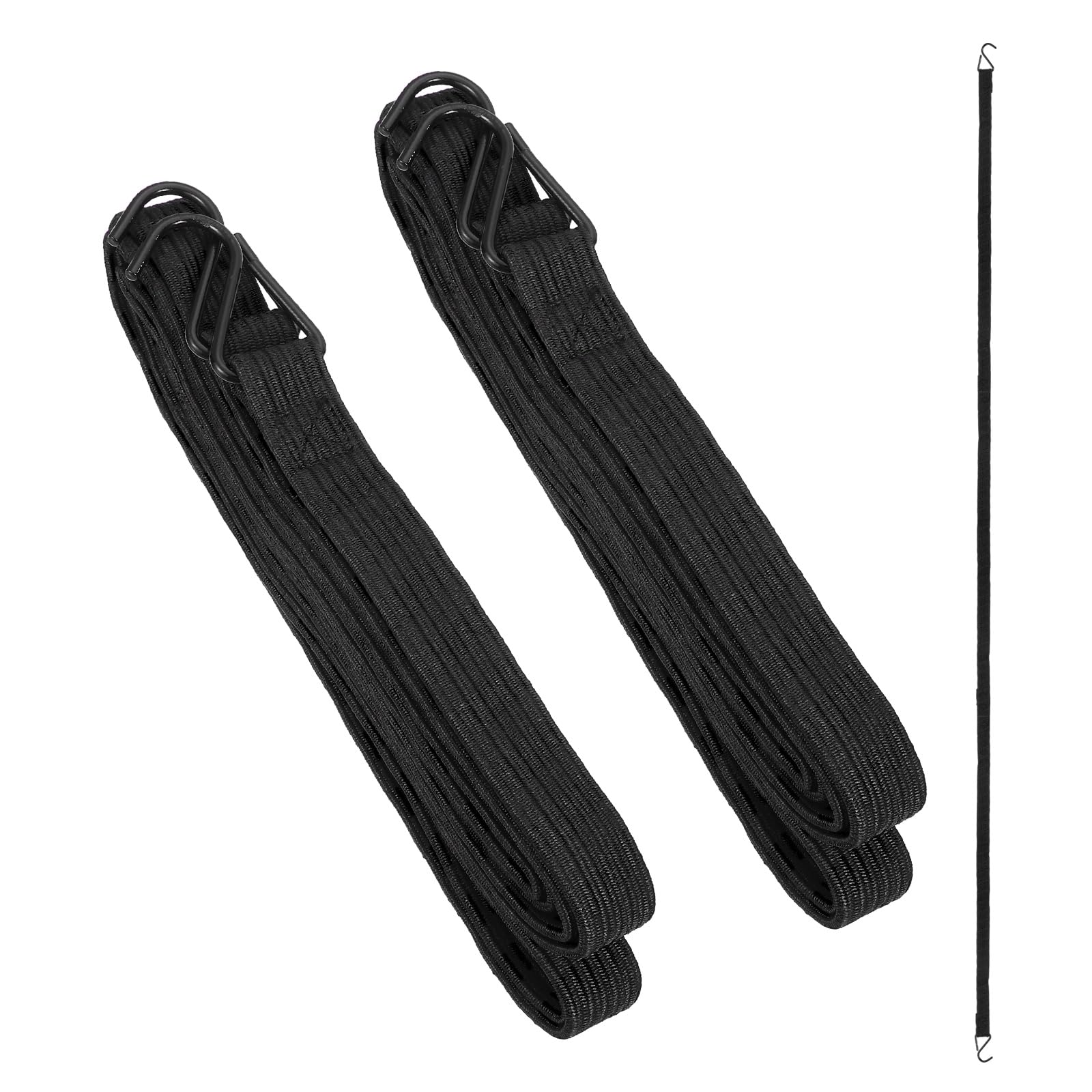 PATIKIL 3Meters Bungee Cords with Hook, 2Pcs Heavy Duty Outdoor Elastic Bungee Straps for Securing Luggage Moving Cargo, Black