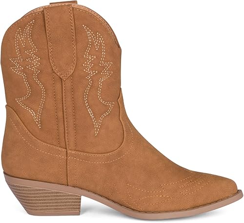 Miniatura 2 de BUCK - Botines vaqueros para mujer, puntera puntiaguda, tacón bajo apilado, sin cordones, diseño cosido, poliuretano sintético, cómodos botines