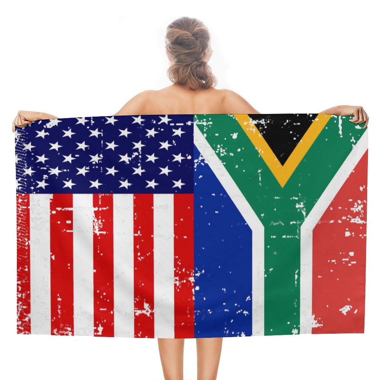 Nclqvjxzkhw Women's Style Am-Ericans South African Flag Beach Towel For Adults Lightweight Bath Towels Swim Travel Gym Sports 130×80Cm