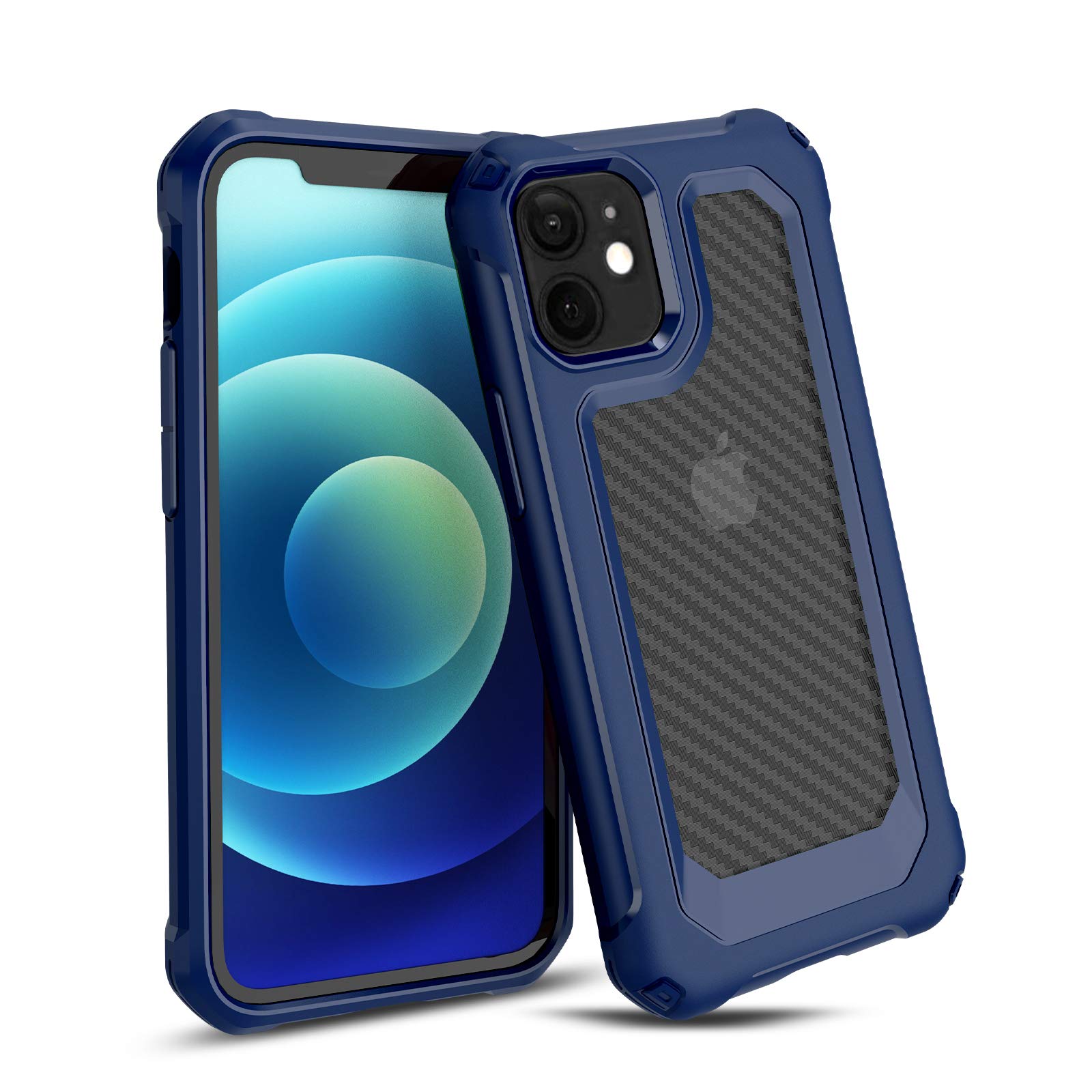 OJBK Armor Series Compatible with iPhone 12 Pro Max Case,[Carbon Fiber Armor Guard] Shock Absorption Protection, Matte Translucent PC + Flexible Frame Cover,6.7"