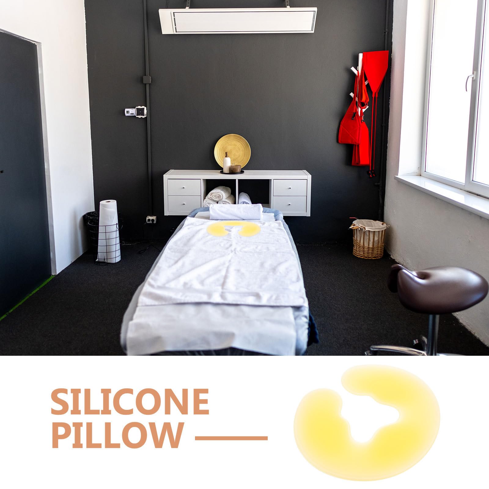 TEHAUX Almohada Facial de Silicona en Forma Spa y Hospitales, Lavable y Cómoda para Posición Boca Abajo, Cojín Relajante para Tratamientos Faciales