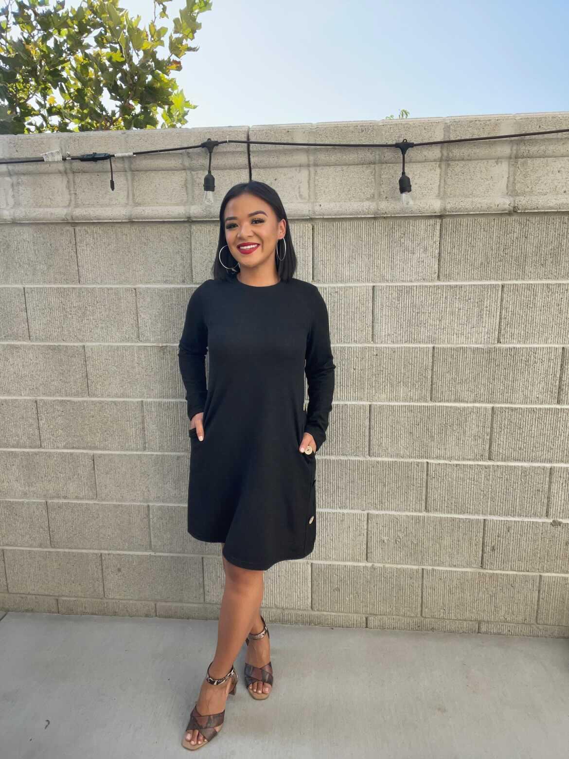 OFEEFAN Women's Cold Shoulder Tunic Top T-Shirt Swing Dress with Pockets - Image 8