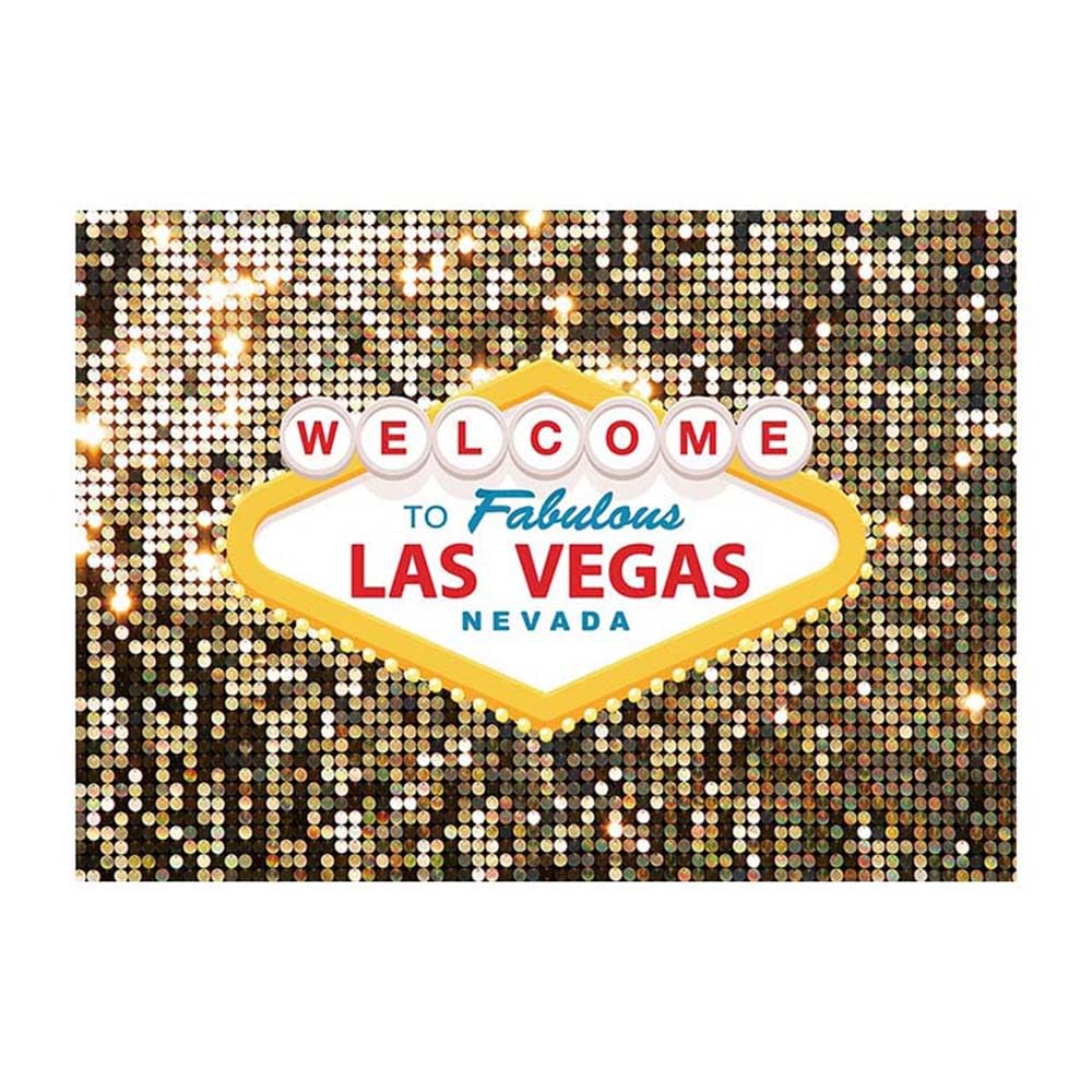 Fanghui 10x8ft Welcome to Las Vegas Party Photography Backdrops Vintage Birthday Prom Ceremony Baby Shower Banner Supplies Props Polyester Fabulous Casino Poker Movie Themed Photo Background