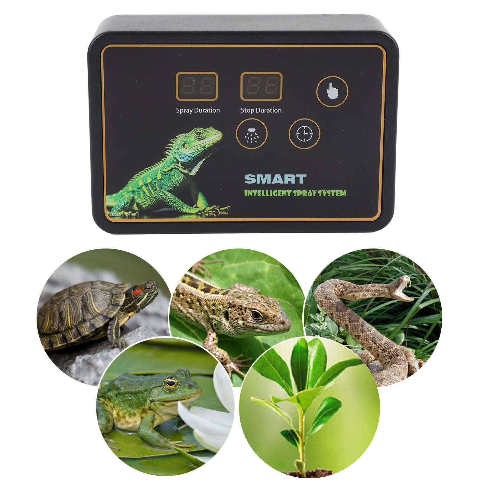 Ejoyous System Mgły Gadów Terrarium Nawilżacz Mgły z Elastycznym Czasem 360 ° Regulowane Dysze Cicha Konfiguracja dla Roślin Deszczowych Kameleony Jaszczurki (wtyczka UE)