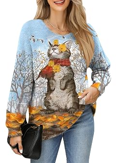 Christmas Sweaters for Women Oversized Chunky Trendy Cute Warm Fuzzy Crewneck Long Knitted Pullover Tunic Sweater