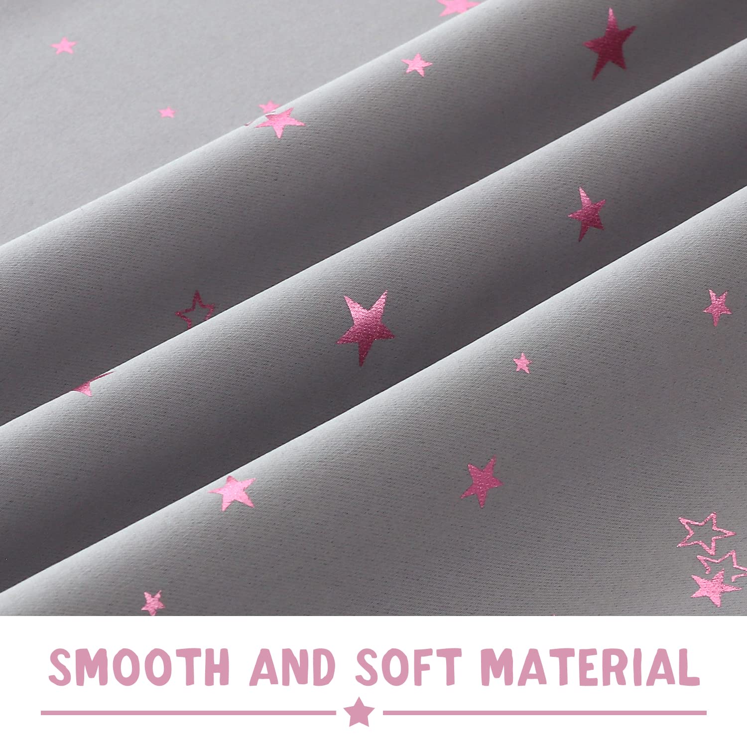 Cortinas opacas para dormitorio de niños, con aislamiento térmico, cortinas de estrella rosa centelleante para niños y niñas, tratamiento de ventana antiguo con ojales superiores, 2 paneles de cortina