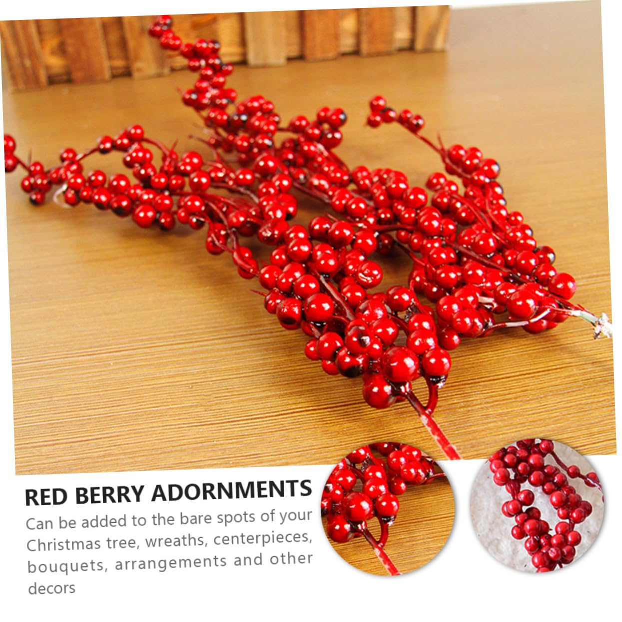 Abaodam 18piezas Ramas Artificiales Berries Rojas para Decoración Navideña Adornos De Árbol y Manualidades