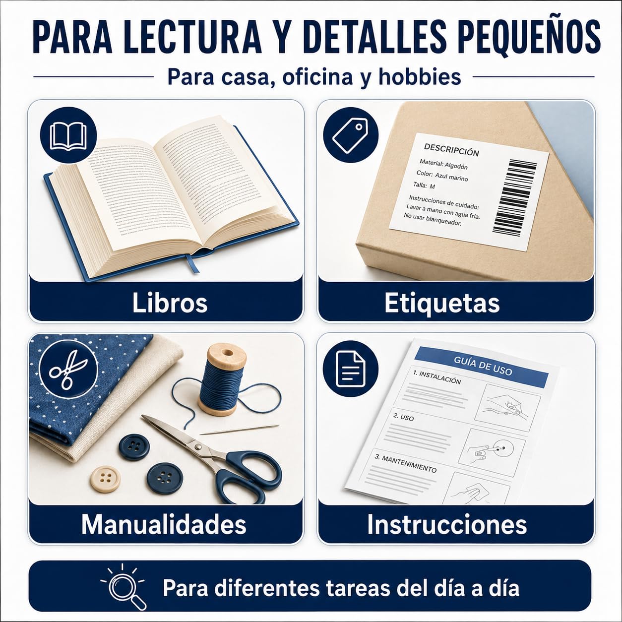 Lupa con Luz 10X 30X y 21 LED – Lupa de Gran Aumento para Personas Mayores, Lectura, Joyería, Monedas y Manualidades.