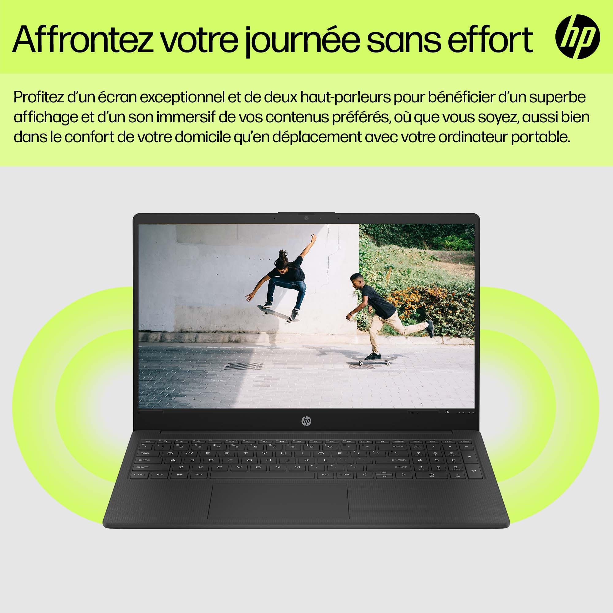HP 15-fd0001sf 15,6" laptop FHD, laptop (Intel Celeron N100, 4 GB RAM, UFS 128 GB, grafika Intel UHD, Windows 11), szary laptop, AZERTY, Microsoft 365 Personel 12 miesięcy w zestawie