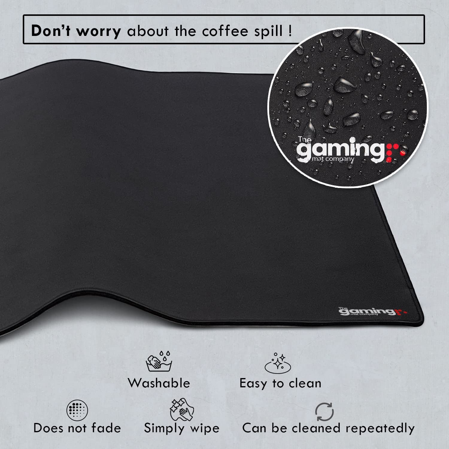 GMC Deluxe Pro Black X2 - Alfombrilla de mouse profesional para juegos, alfombrilla extendida para teclado con bordes cosidos, antideslizante, impermeable, base de goma (48 x 24 x 0.15 pulgadas)