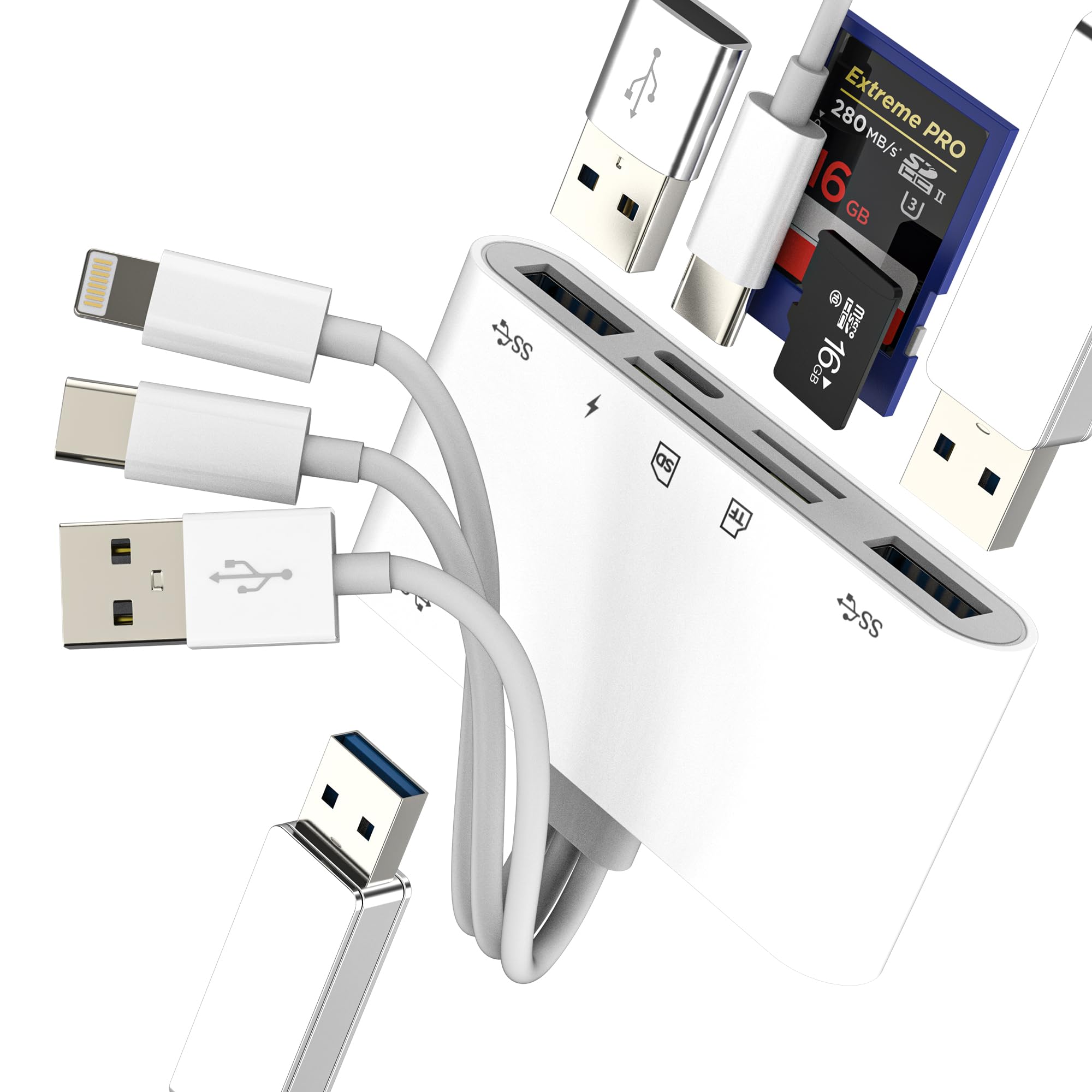 SD Card Reader for Iphone 17 16 15 14 13 Pro Max USB C Lightning to Micro SD Adapter (6in3)Digital Camera Memory Stick Charger Dongle Air Connect PC for Apple Android Adaptador Thunderbolt Flash Drive-image-14