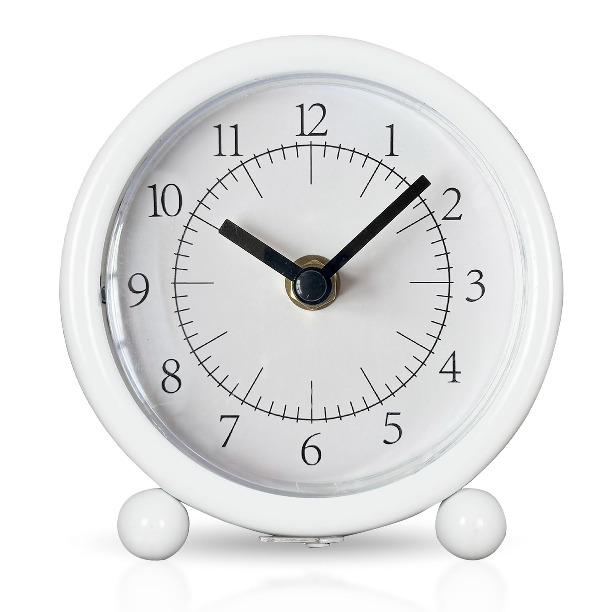 QIYAODECO Vintage Black Table Clock on Stand,Vintage Fashion,Battery Operated,Easy Set,Simple & Retro for Desk, Bedroom and Home Decoration(Creamy White)