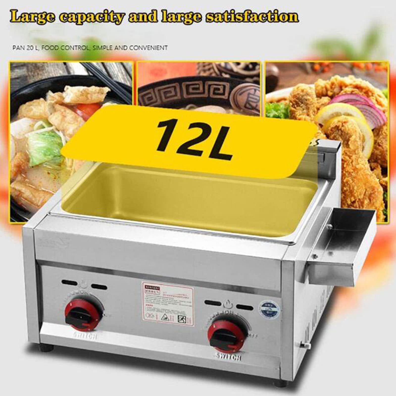 UMJIGF Commercial Deep Fryer W/2 Removable Baskets & Lid,20l Countertop Stainless Steel Dual Tank Kitchen Frying Machine,for French Fries,