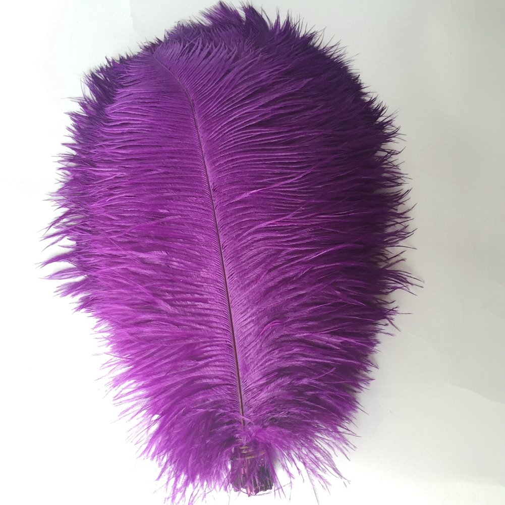 Shekyeon 12-14inch(30-35cm) Ostrich Feathers Plumes for Wedding Centerpieces Pack of 10(Purple) — image 1