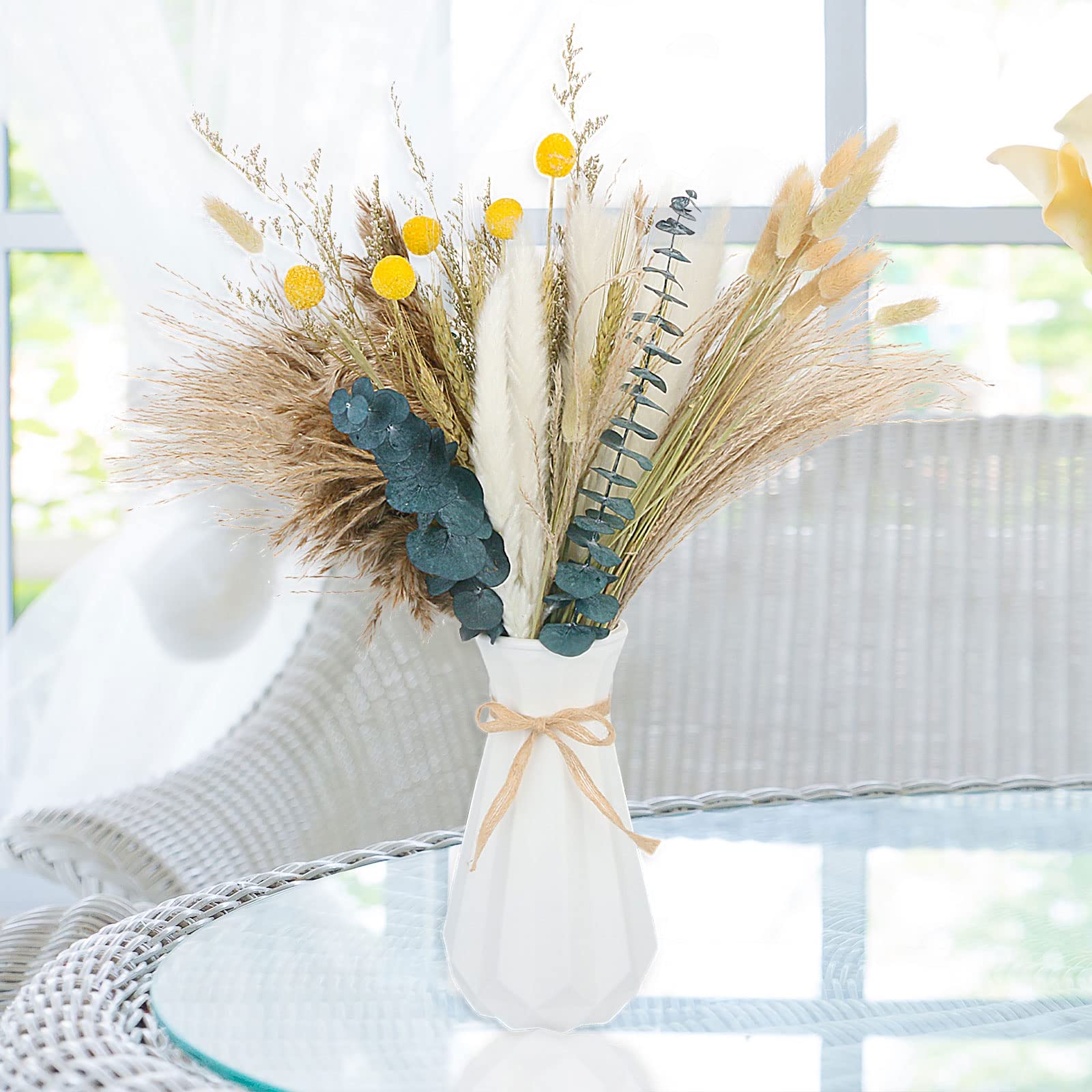 EDATOFLY80 Pcs Natural Dried Pampas Grass Bouquet, Phragmites Dried Flowers Boho Home Decor Pampas Grass Fluffy Pampas Grass Decor Fluffy Dried Flowers for Home Decorations (80-6, Vase not Included)