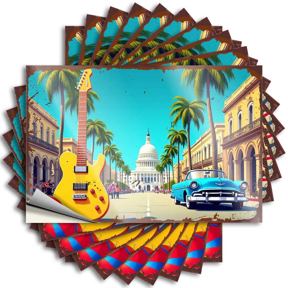 Feminist Sticker, Tent Accessories for Inside Tumbler Vintage Guitar and Classic Car in Tropical Capitol Cityscape | Funny Quote Billiard Decals(12X18CM)