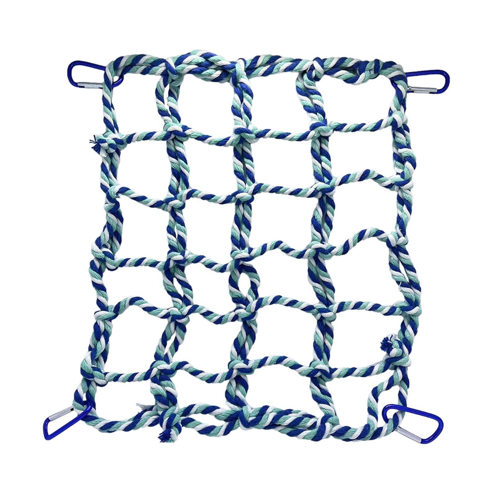 KIOALXZ Pet Hanging Hammock With Bird Rope Net Provides Place For Climbing Encourages Wellness And Enjoyment For Pets Bird Rope Net Cage Decor Accessories , blue , 32x25cm