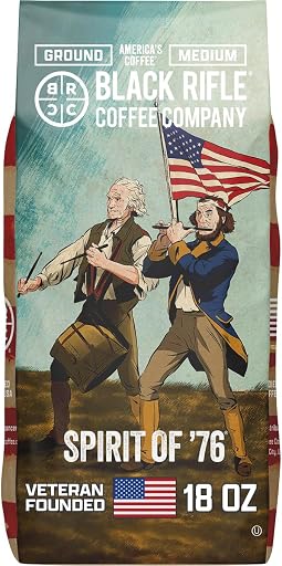Black Rifle Coffee Company Spirit of 76, 18oz Bag, Ground Coffee Medium Roast - Roasted Blend Made from Arabica Beans - Colombian & Brazilian Beans - Veteran Founded & American Made