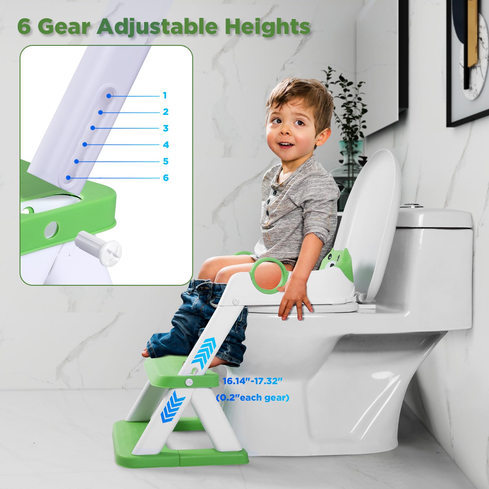EzyWay Asiento de entrenamiento para orinal con calcomanías de entrenamiento, asiento de inodoro mejorado para niños y niñas, inodoro de entrenamiento 2 en 1 para niños con protector contra