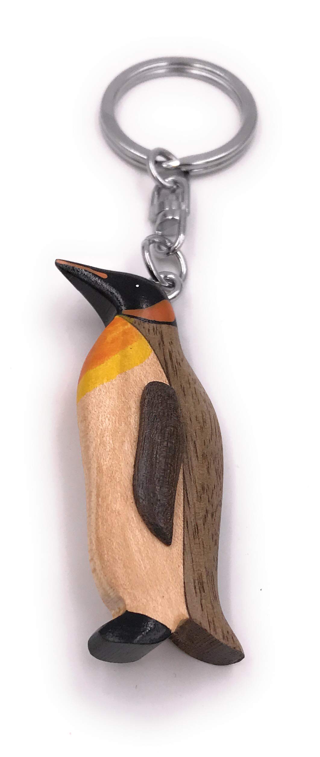 Onwomania Different Wooden Keychain Penguin King Penguin Bird Antarctic Pendant Charm
