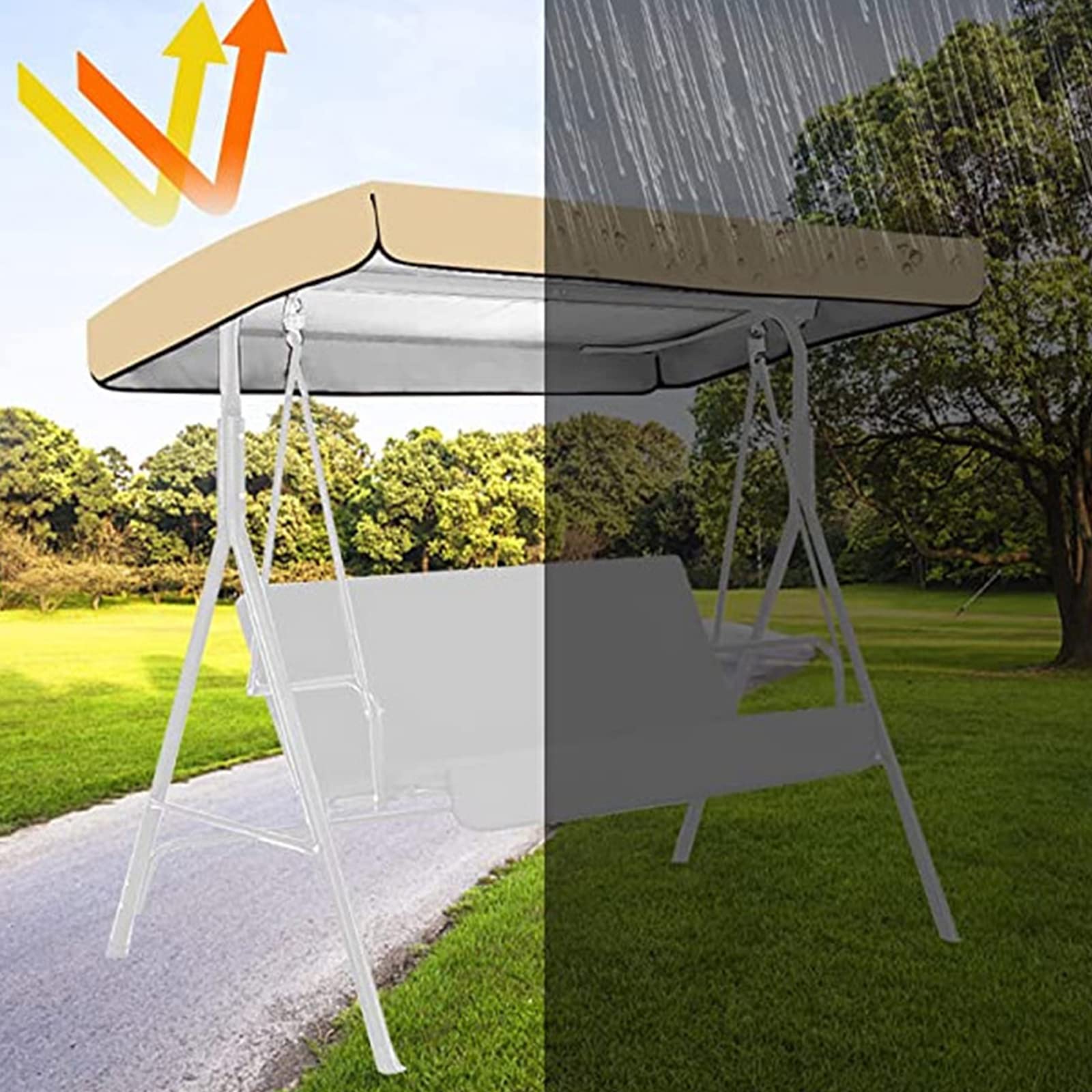 Toldo Recambio Balancin de Jardin, Techo de Repuesto Universal,Impermeable y Protección UV,para el Asiento de La Piscina del Patio del Patio,Funda deTecho