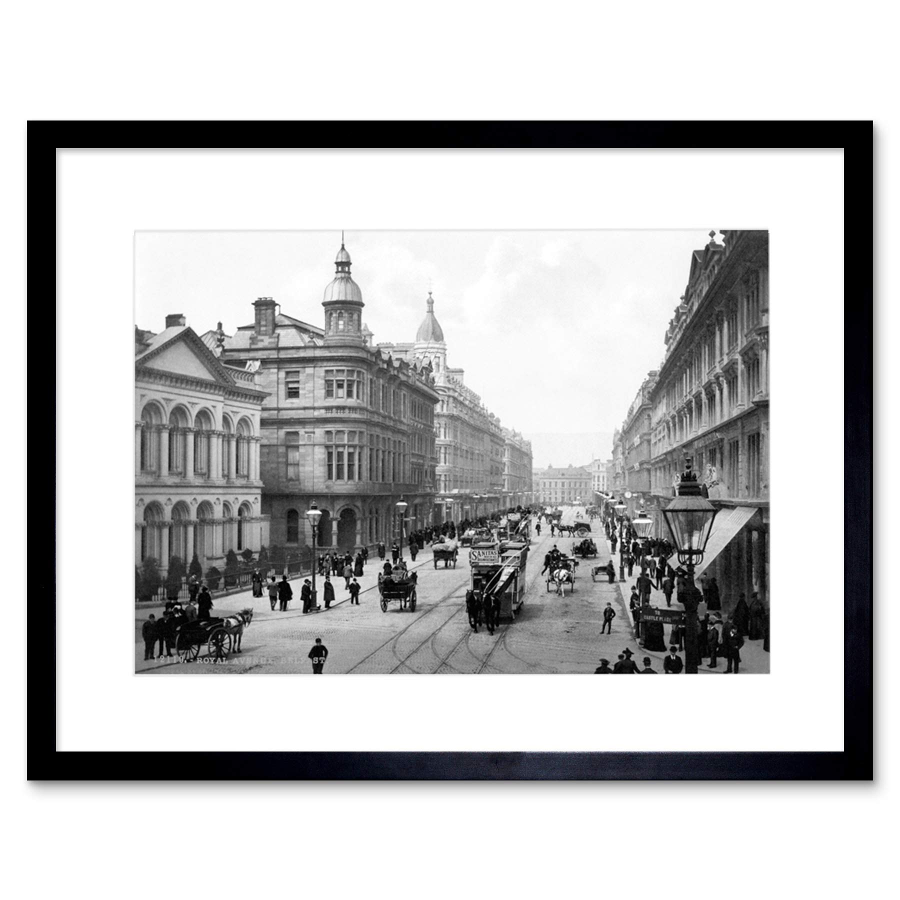 Wee Blue Coo Royal Avenue Belfast Antrim Old BW Framed Wall Art Print