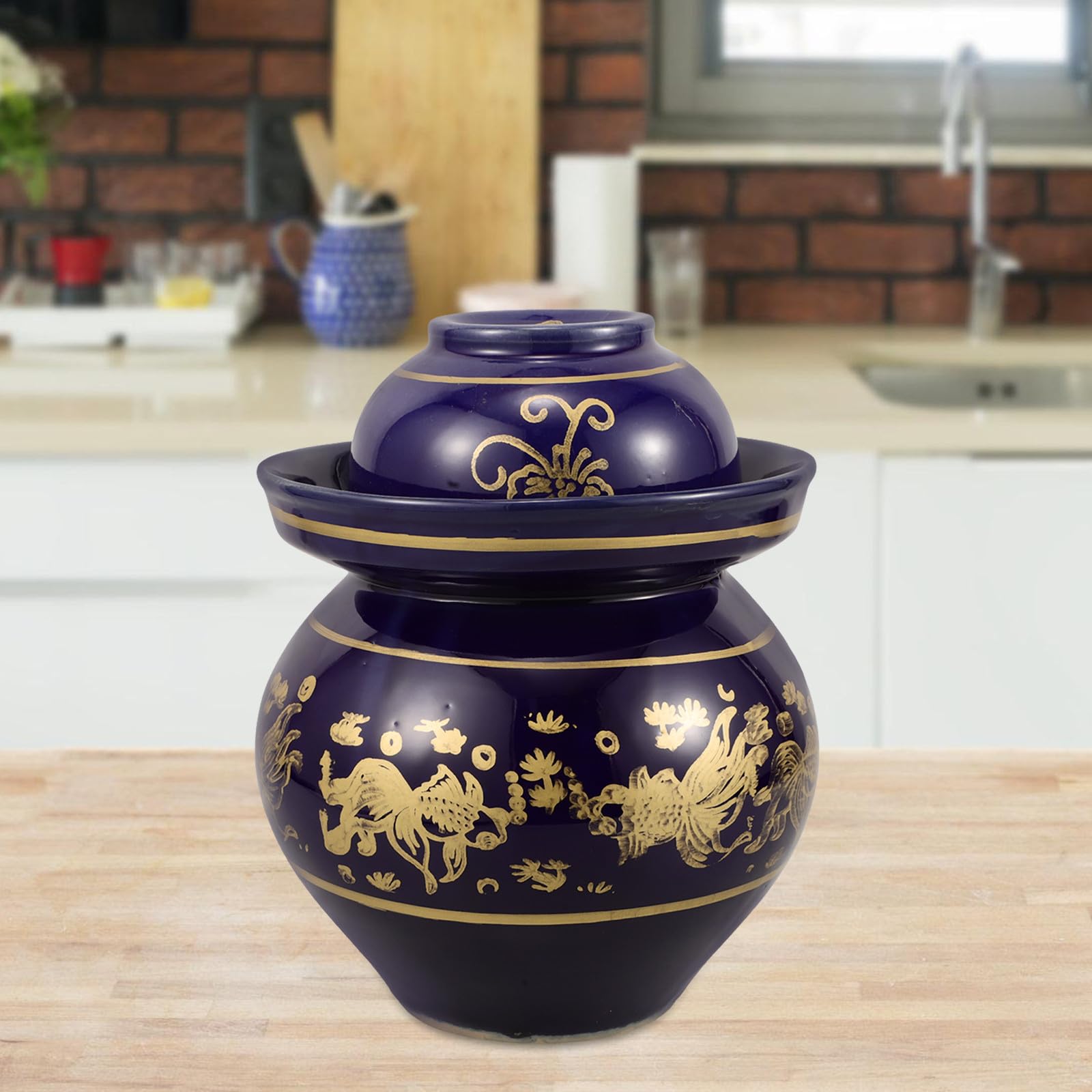 Tarro de Cerámica para Fermentación de Gran Capacidad con Excelente Sellado, Adecuado para Encurtidos y Kimchi en Cocina o Restaurantes
