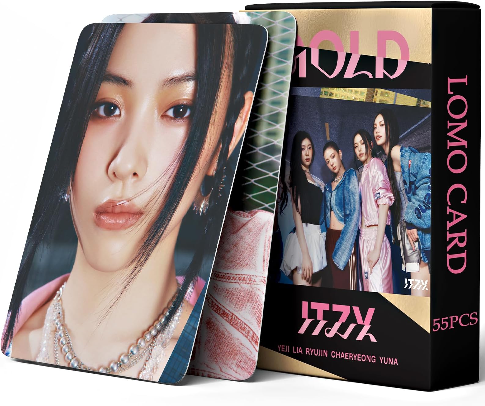 PYAJUU ITZY Photocards K-POP ITZY Gold Album Photocards 55PCS ITZY 2024 Lomo Cards ITZY Postcard Greeting Cards Merchandise of ITZY Postcard for Fans Daughter ITZY Album Cards