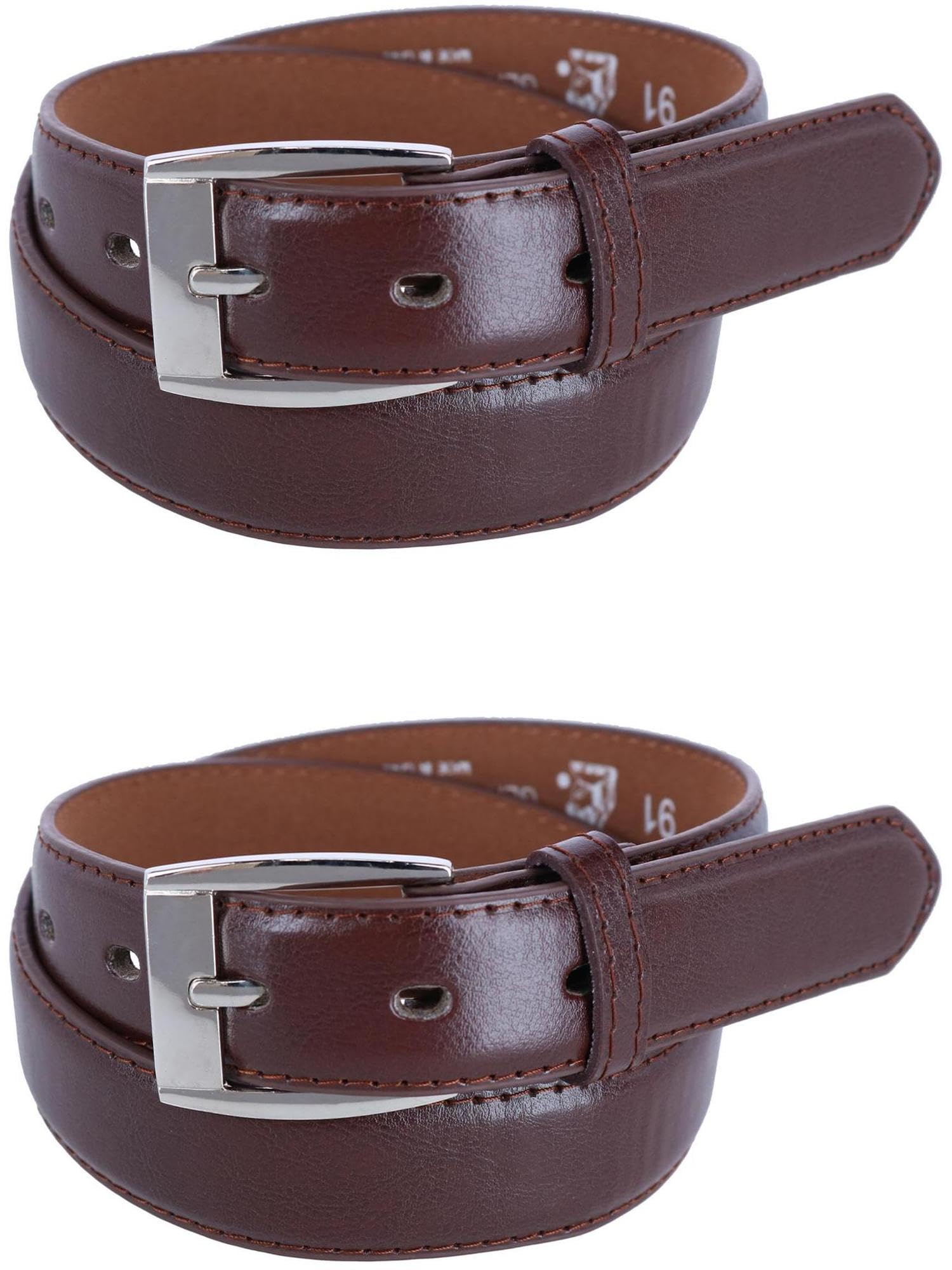 CTM Kids Smooth Leather Dress Belt (Pack of 2), Xlarge, Brown