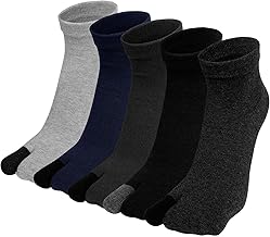 PUTUO Flip Flop Tabi Socken für Herren Japanische Socken mit Zwei Zehen Herren 2 Zehensocken Baumwolle Lustig Geta Socken für Männer Größe 40-45 5 Paare