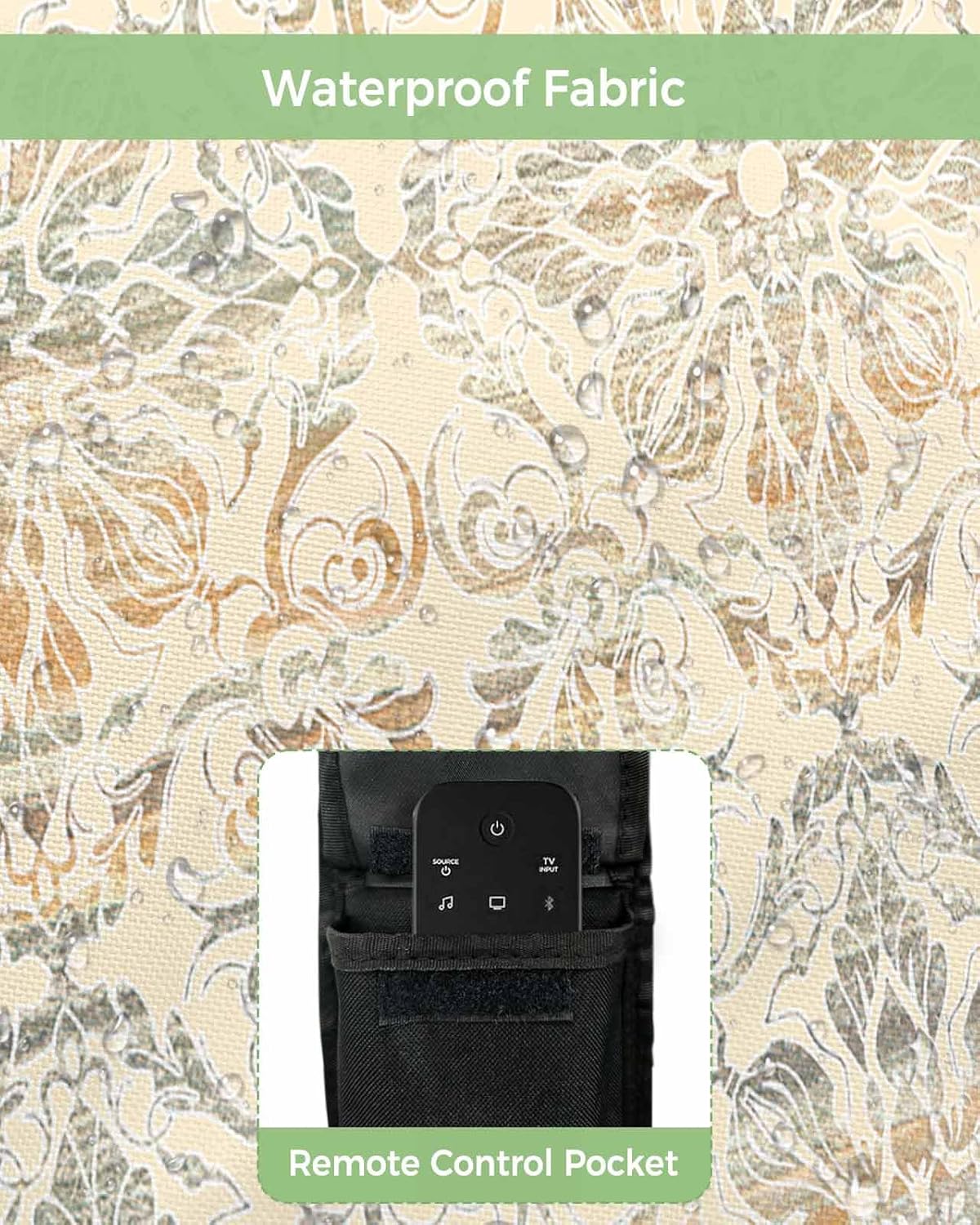 Outdoor TV Cover African Texture Floral Line Gradient Waterproof and Weatherproof 70"-75" LCD Movable Shield TV Display Screen Protector Outside Television Covers