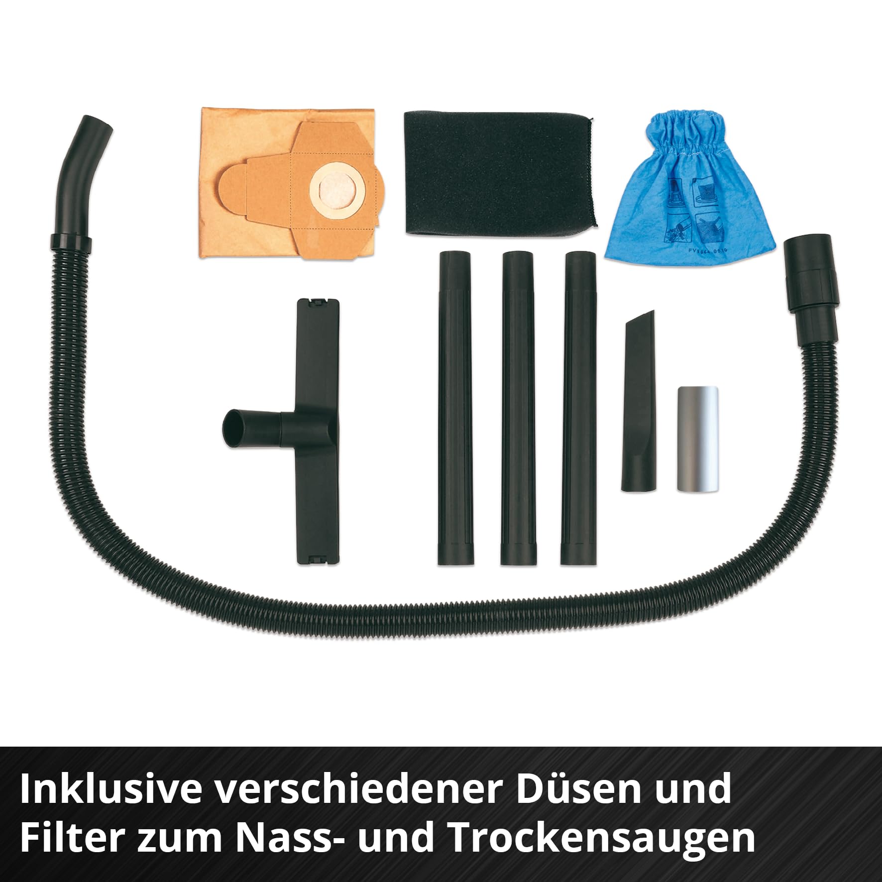 Einhell Nass-Trockensauger TC-VC 1812/1 S | 1250 W | 180 mbar | 12-L-Behälter | 4 Lenkrollen | Fugen- & Kombidüse | Schaumstofffilter