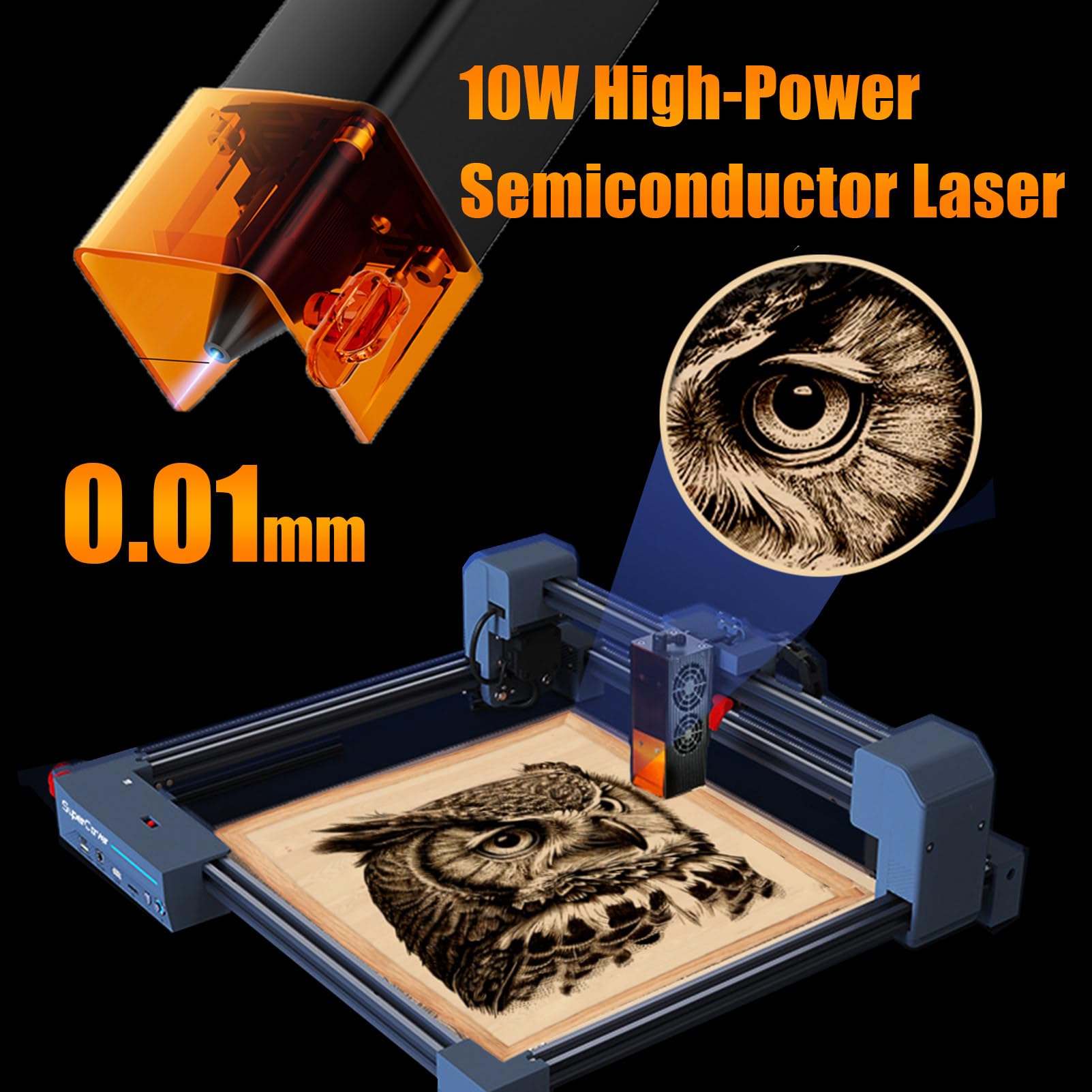 Incisore Laser da Tavolo da 10W, Taglierina Laser Chiusa con Protezione di Sicurezza, Macchina per Incisione Laser Unibody per Metallo E Legno, Carta, Acrilico, Vetro
