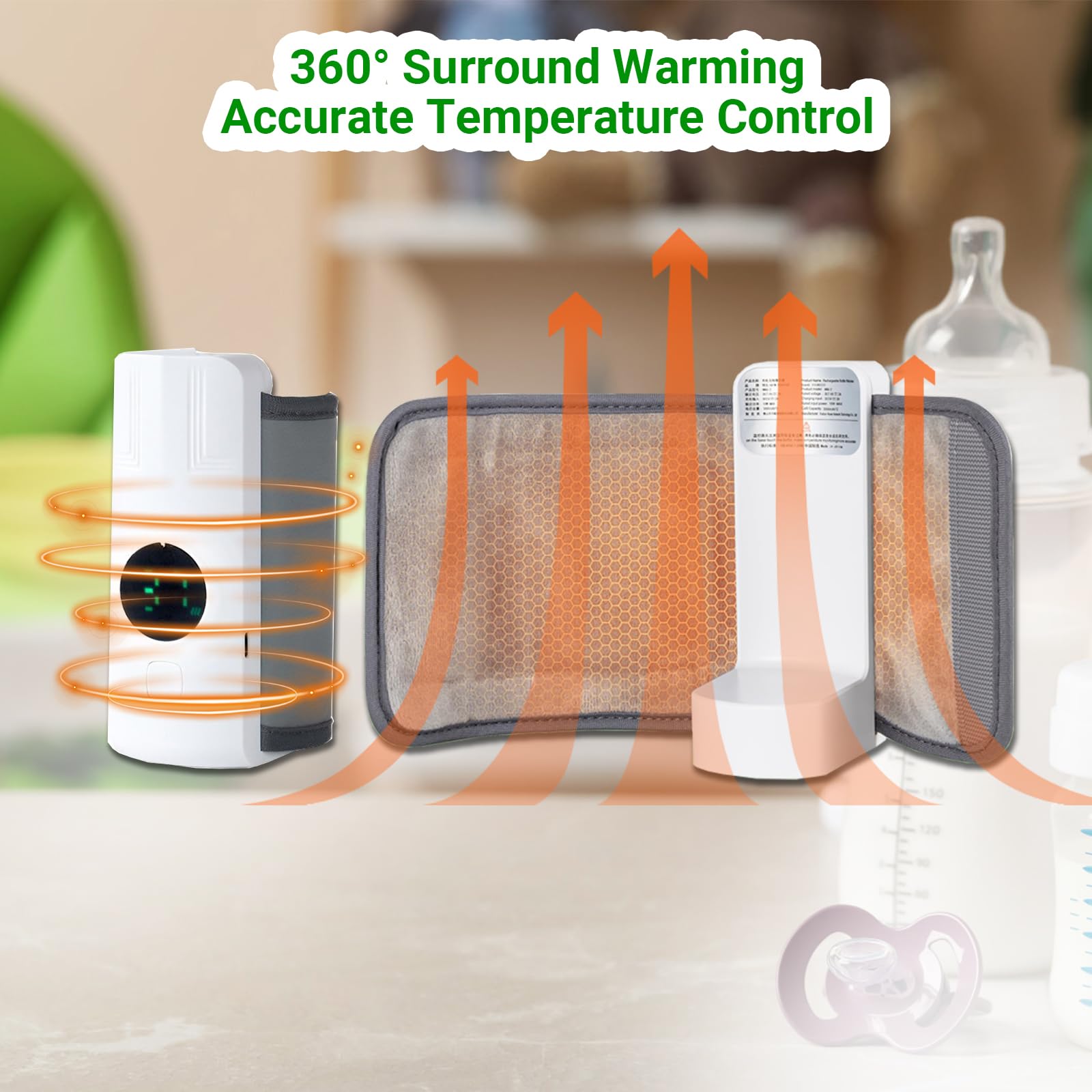 Scaldabiberon Baby – Scaldacollo portatile per biberon, batteria da 6000 mAh, 6 livelli di temperatura, display LCD, riscaldamento rapido senz'acqua per latte materno e pre-alimenti