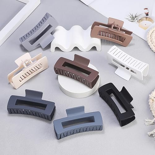 Miniatura 9 de Pinzas grandes para el cabello de 4.1 pulgadas, 8 pinzas rectangulares grandes para cabello grueso, pinzas de garra antideslizantes, pinzas