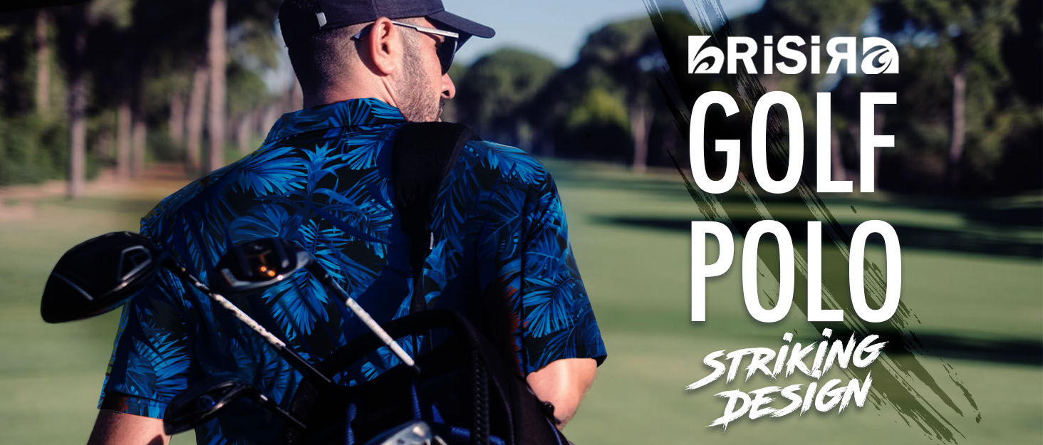 BRISIRA Golf Polo Shirts for Men Untucked Hawaiian Funny