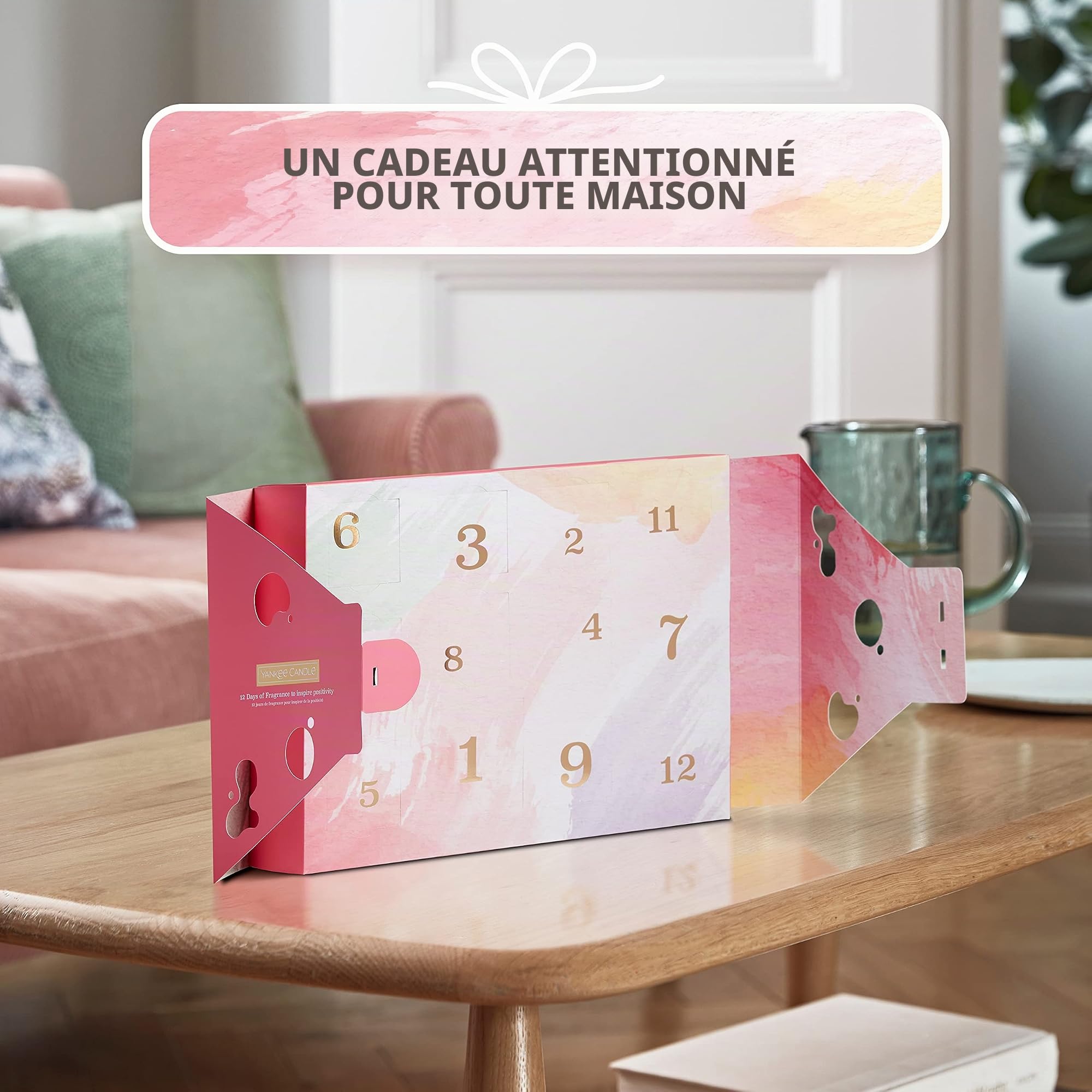 Yankee Candle Coffret cadeau | 12 jours de parfum pour positiver | 12 bougies votives parfumées et un photophore dans un coffret cadeau | Collection Art in the Park | Cadeaux parfaits pour femme