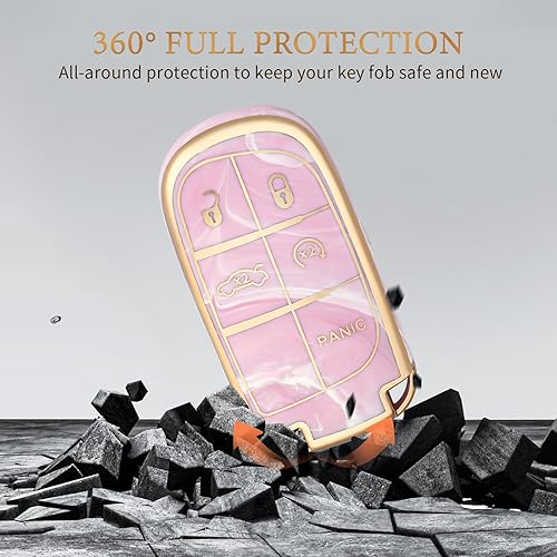 Miniatura 4 de OFFCURVE Funda para llavero de Jeep Dodge, funda de protección de TPU suave compatible con Jeep Grand Cherokee Renegade Chrysler 200 300 Dodge