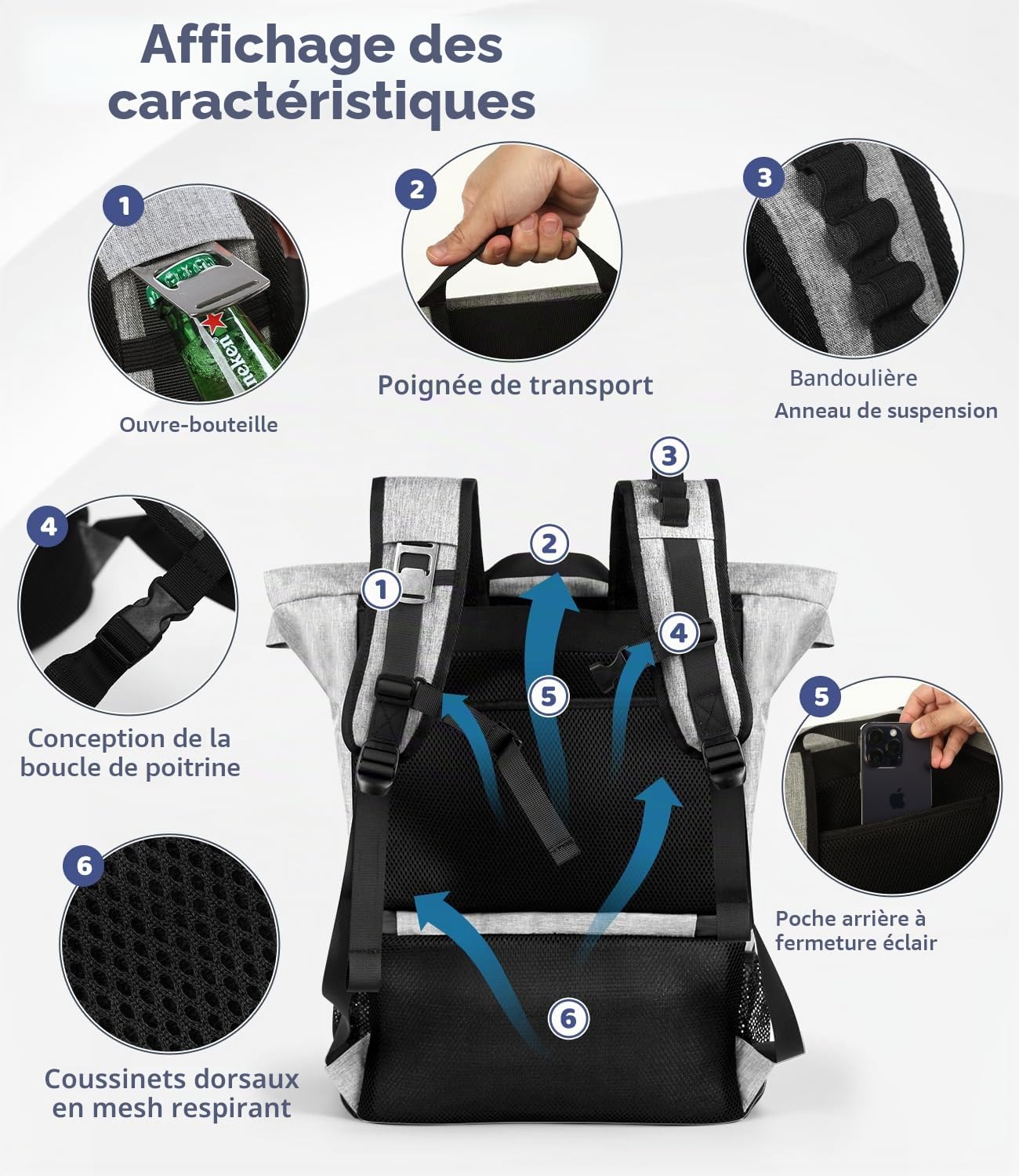 DEWUR Thermo Sac Dos 35L Grand Isotherme 2 en 1 Imperméable Pique-Nique Plein Air Plage, Barbecue, Camping, Voyage, Famille
