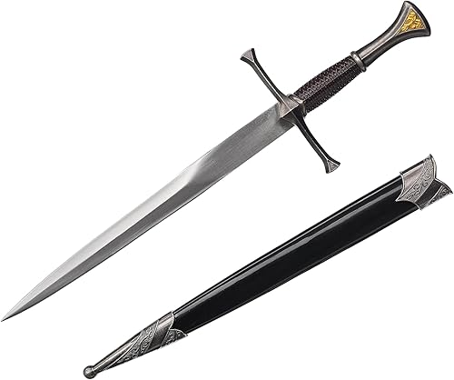 Espada medieval, lista para la batalla, espiga completa, afilada, vaina (espada sagrada)