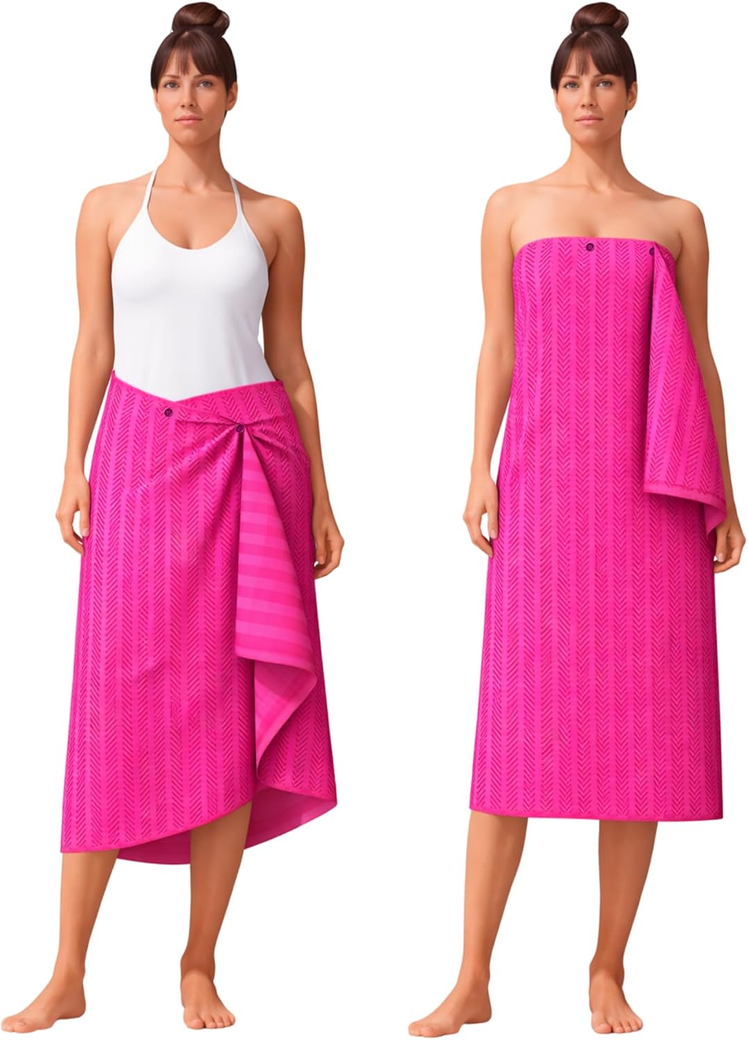 3-in-1 Wearable Beach Wrap & Lightweight Travel Towel – Sarong with Secure Button Closure, Quick-Dry Sand-Free Microfiber, Adjustable Fit (64”x33”, Fits S–4X), Compact Pool & Beach Essential