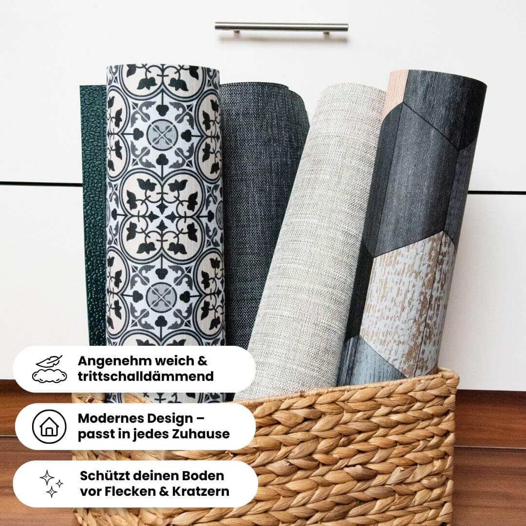 Profolio Küchenläufer rutschfest & waschbar - Moderner Küchenteppich in Anthrazit - Teppich für Küche, Flur & Wohnzimmer - Weiche & langlebige Antirutschunterlage - Made in Germany - 220 x 52 cm